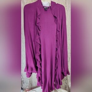 Grammecy 22 Sweater Kimono Wrap Raspberry Pink Ruffled Cardigan